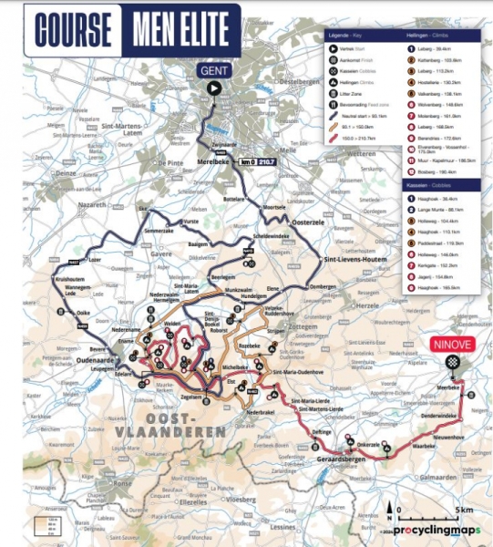 Omloop Het Nieuwsblad-2024. Маршрут и участники