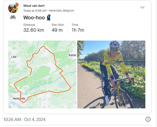 Ваут ван Арт выехал на тренировку впервые после падения на Вуэльте Испании-2024